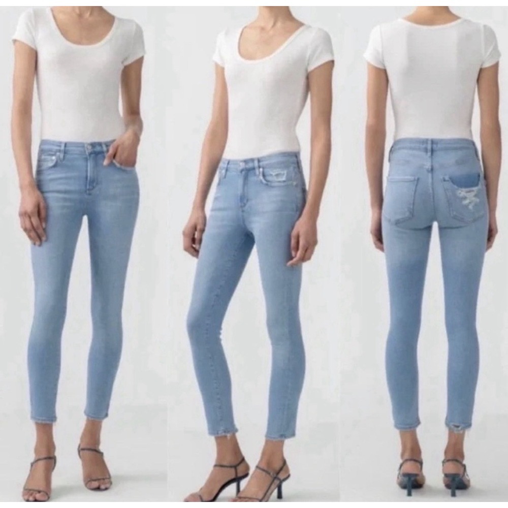 AGOLDE Sophie High Rise Skinny‎ Crop Jeans Light Wash Distressed 25 A018-1045